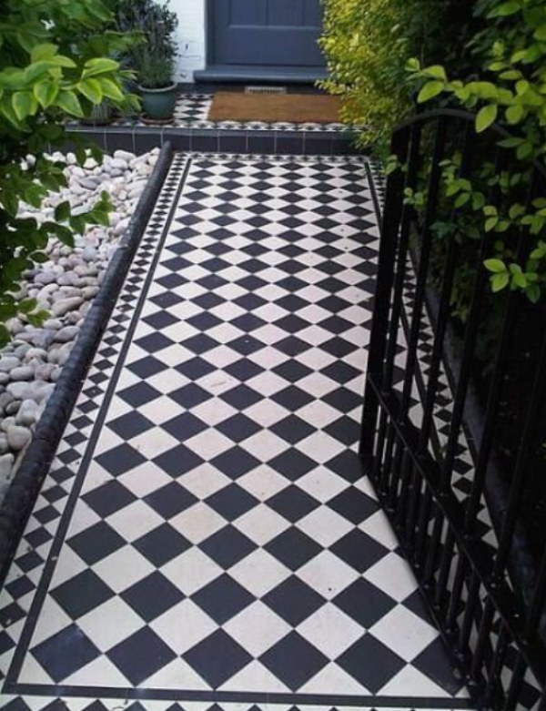 Desain lantai corak geometris